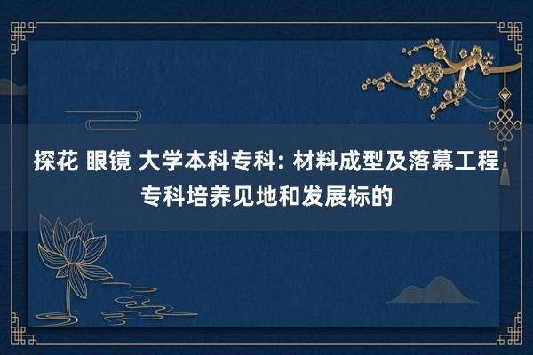 探花 眼镜 大学本科专科: 材料成型及落幕工程专科培养见地和发展标的