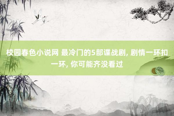校园春色小说网 最冷门的5部谍战剧， 剧情一环扣一环， 你可能齐没看过